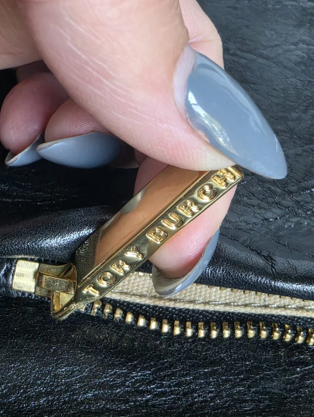 Tory Burch Black Leather Logo Chain Clutch